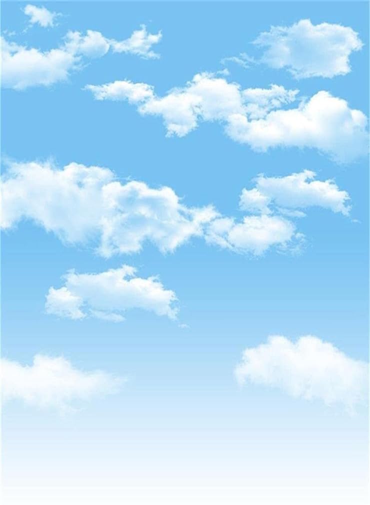 AOFOTO 5x7ft Blue Sky Backdrops White Clouds Photography Background Photo Studio Props Fall Party Decoration Summer Baby Infant Kid Newborn Toddler Girl Boy Adult Artistic Portrait Vinyl Wallpaper - Image 1